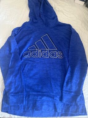 adidas Blue Pullover Hoodie with Logo Tag